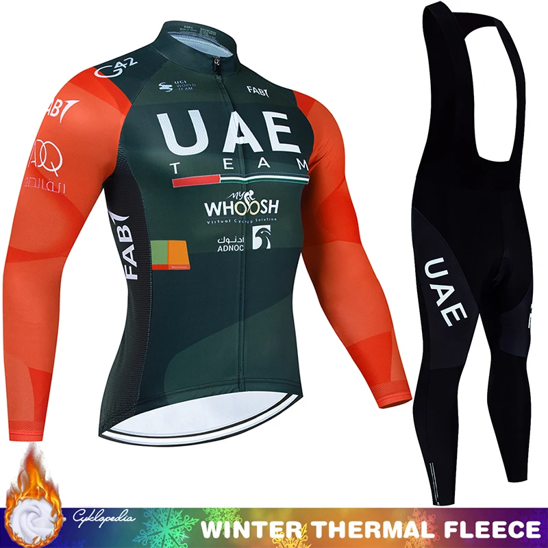 Cycling 2024 Maillot Man Winter Thermal UAE Jersey Men Set Professional Shirt Fleece Bib Uniform Clothes Mtb Male Clothing Suit