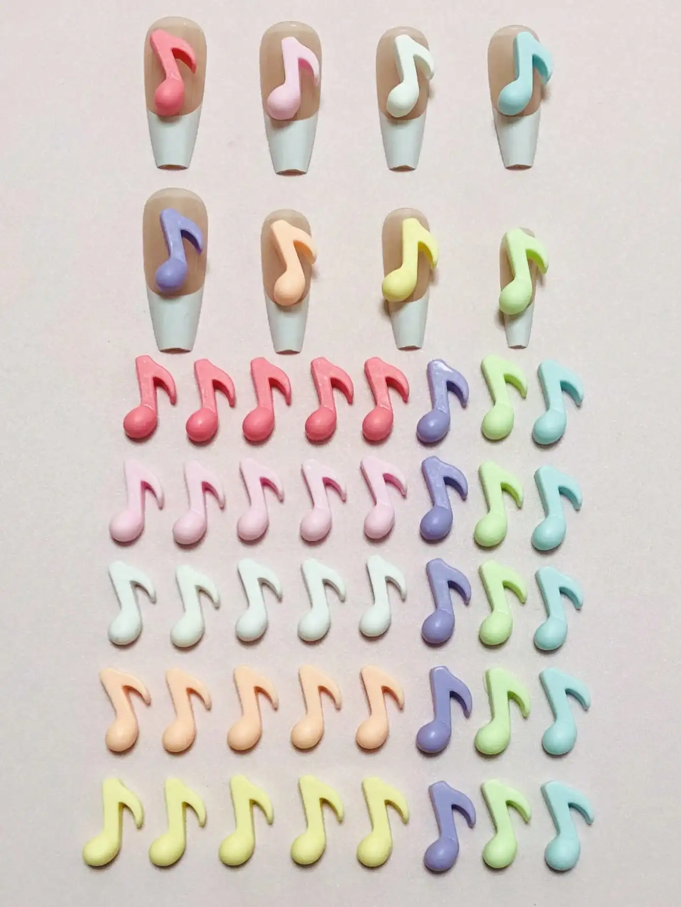 40 Uds mezcla música ocho notas signo fresa fruta arco ala labios corazón te amo Kawai dibujos animados decoración de uñas encantos