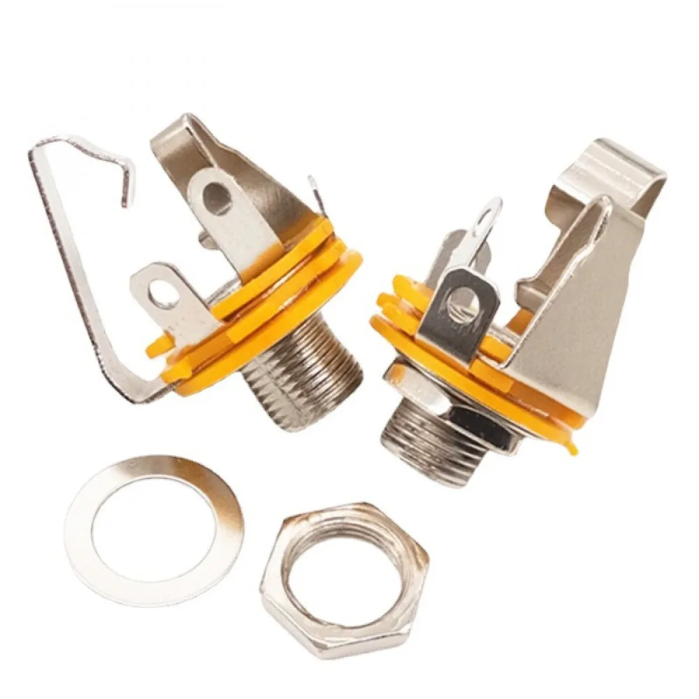 10PCS 6.5mm Stereo Audio Female Connector Jack Plug Solder Welding Panel Socket Dual Channels Microphone Type