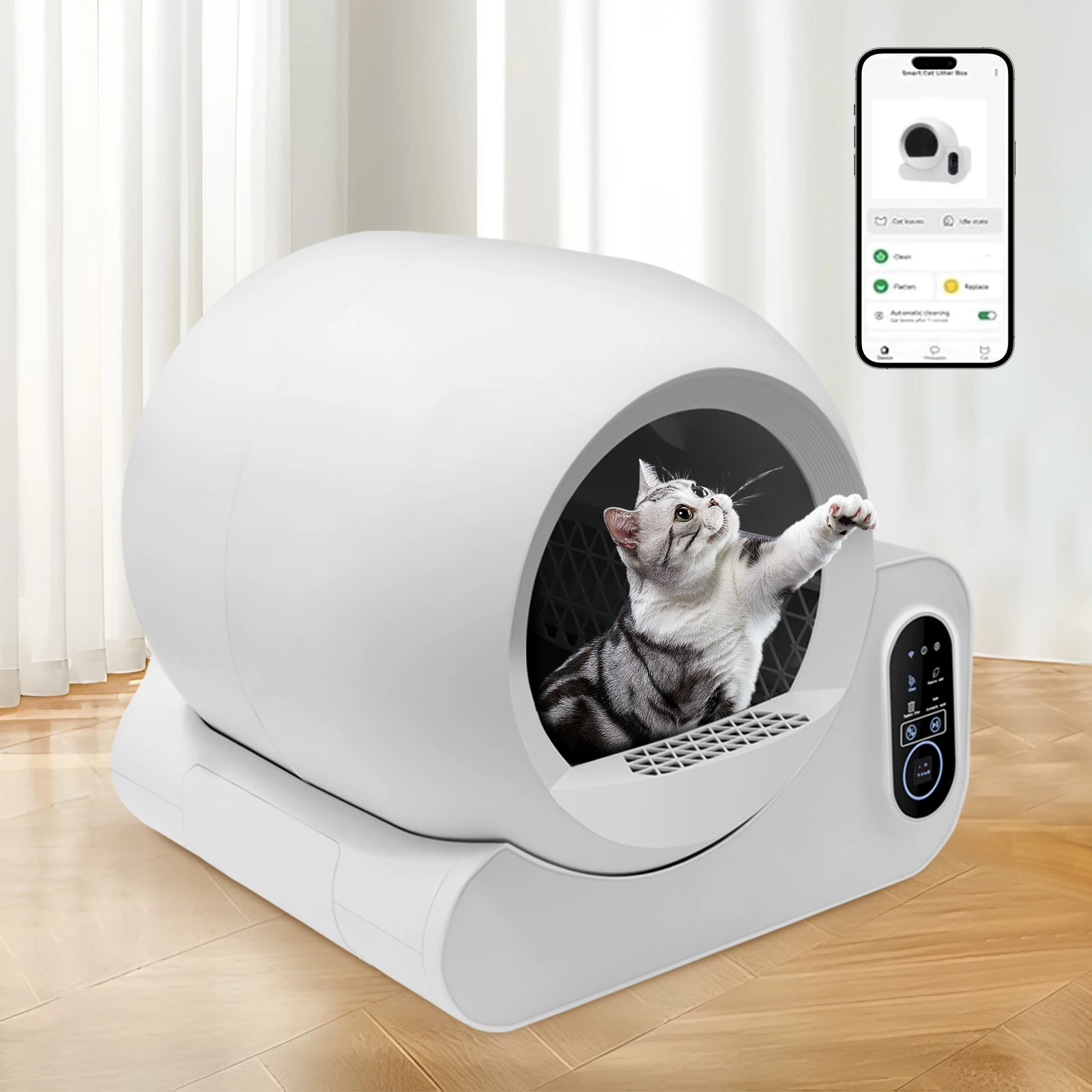 

Dust Free Automatic APP Controlled Smart Box Triple Deodorization Self Cleaning Basin SmartToilet Box