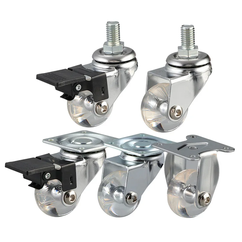 

4PCS 1.5-Inch PU Swivel Caster Wheels - Silent, Smooth Rolling, with Brake for Furniture & Mobility