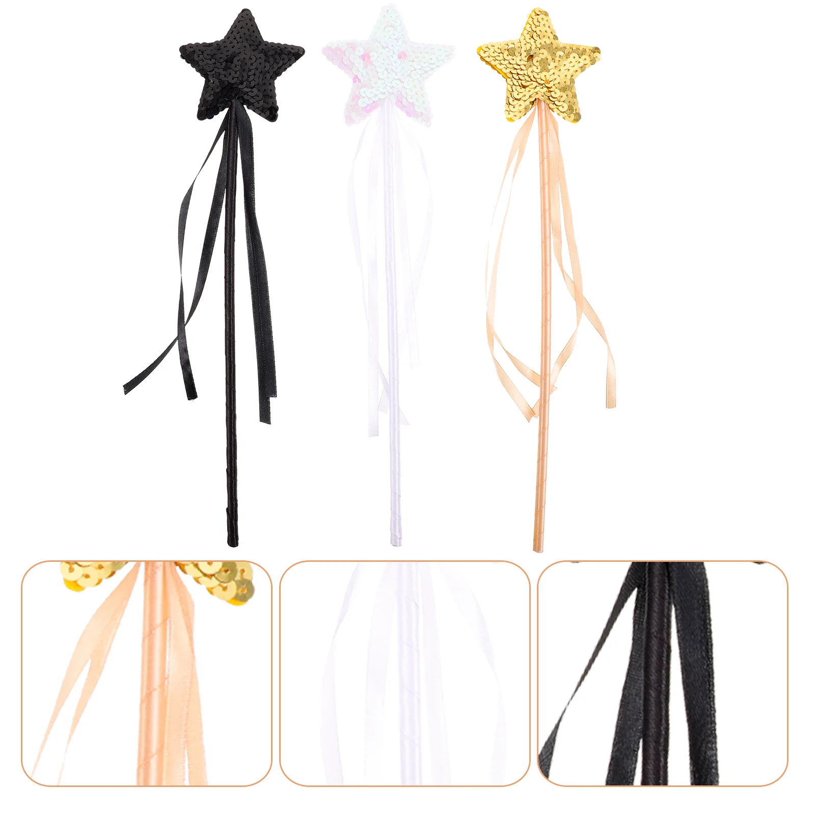 

3 Pcs Sequin Children Fairy Star Shape Party Favors Witch Decorative Rod Toys Girls