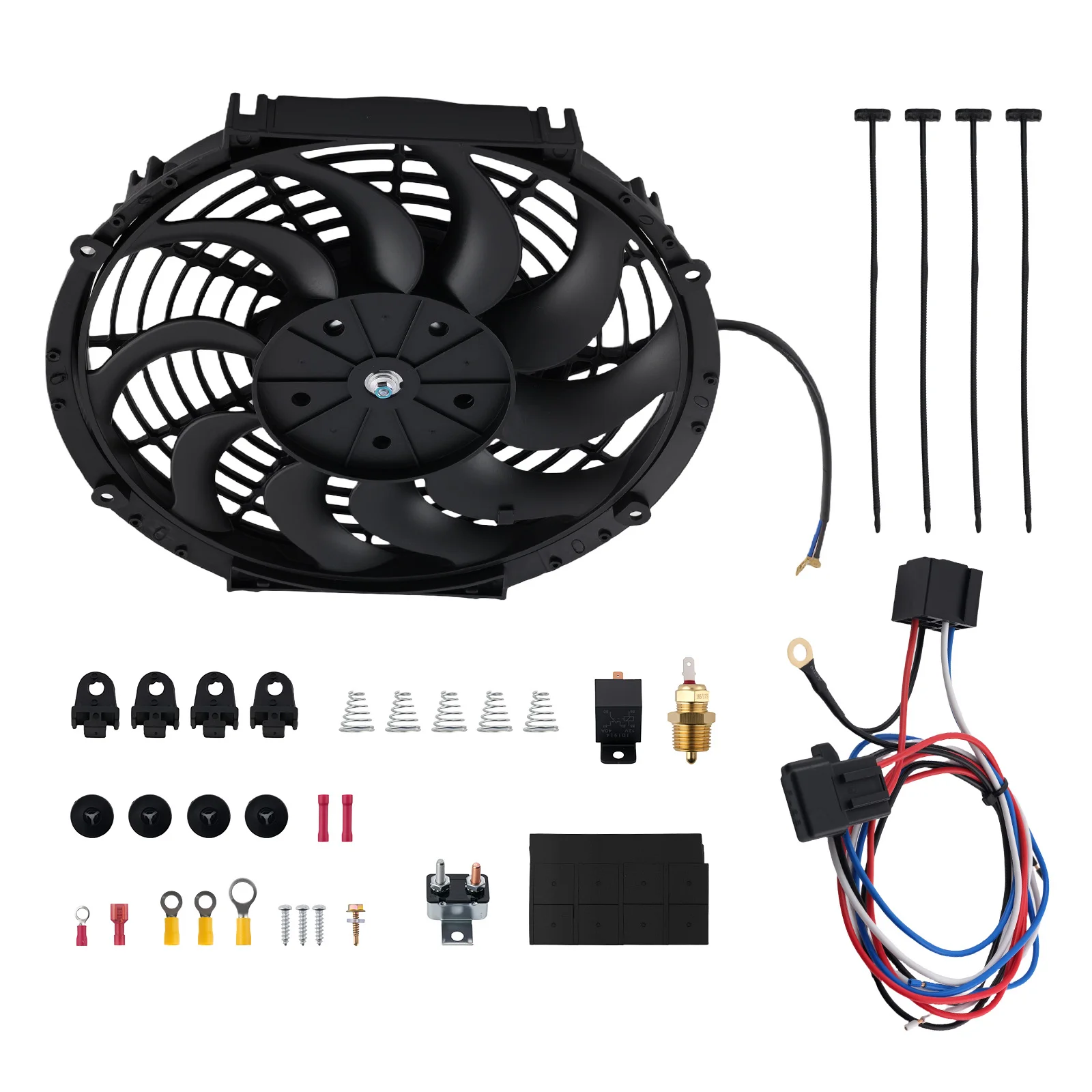 

Electric Cooling Fan Assembly 12 Inch Universal 80W 12V Radiator Aluminum