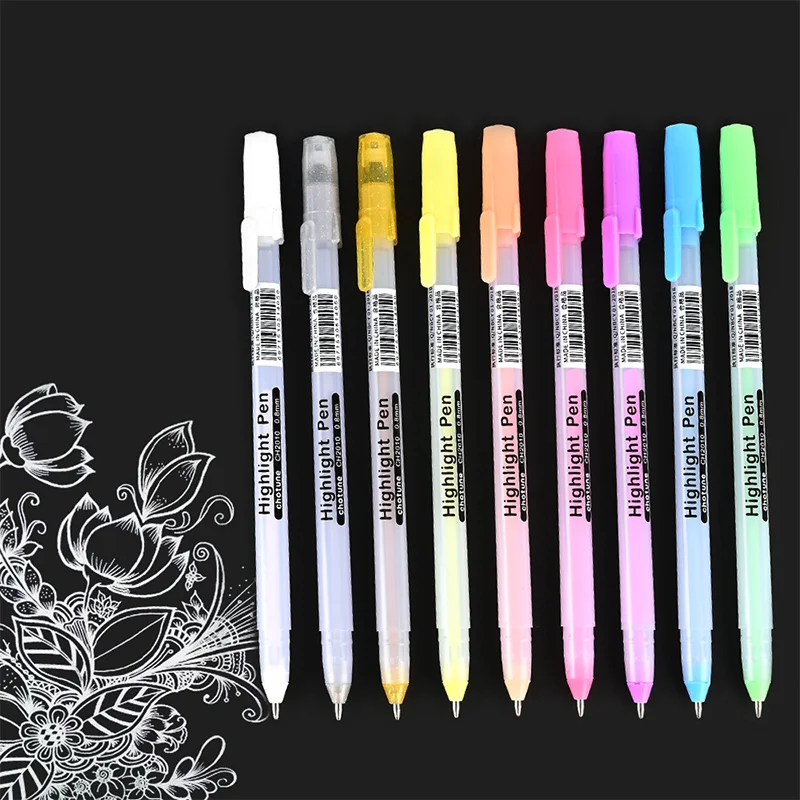 3 pces/mix arte marcador caneta 0.8mm ouro branco prata tinta gel caneta destaque ponta fina para artigos de papelaria estudante desenho escrita suprimentos