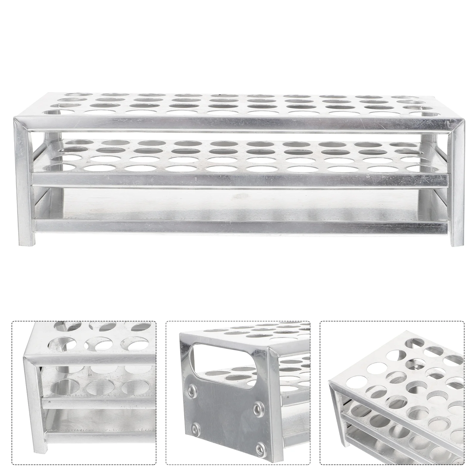 

Test Tube Rack Storage Holder Laboratory Stand Experiment Aluminum Bracket Shelf for