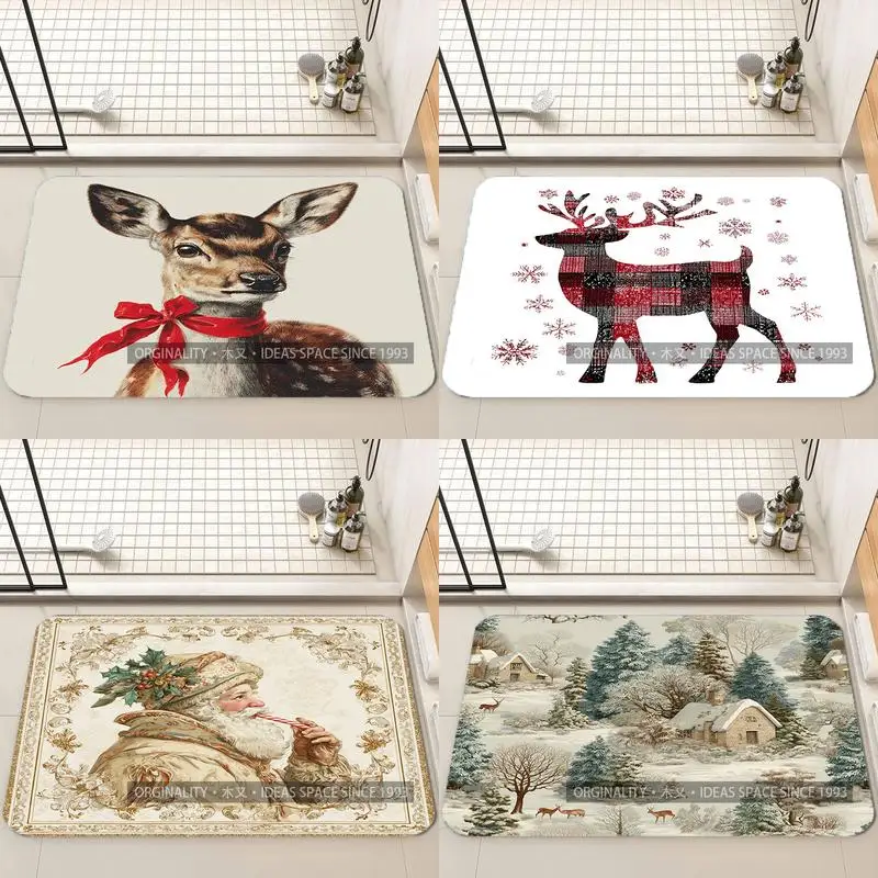 

Deer with Red Bow Living Room Decoration Home Sofa Non-Slip Carpet Study Bedroom Tatami Children'S Soft Floor Mat