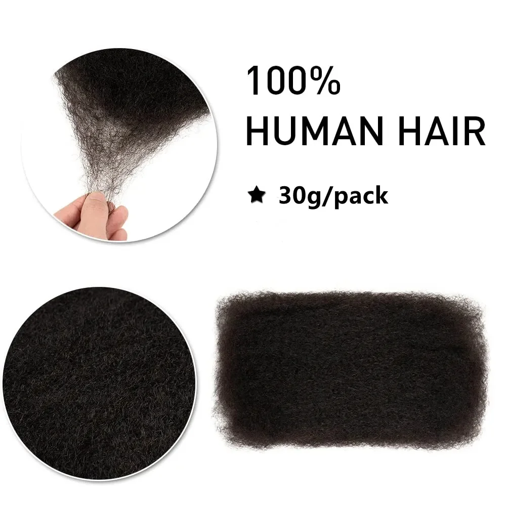 Cabello brasileño Remy Afro rizado a granel, cabello humano para trenzar, trenzas de Color Natural, sin trama, 1 paquete de 30g por pieza