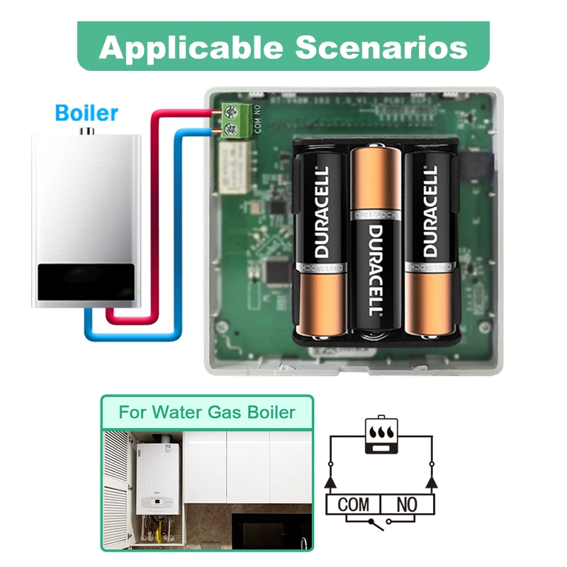 Termostato de caldera Wifi Tuya, termostato Wifi inteligente, termostato alimentado por batería, controlador de temperatura Wifi para habitación, Alexa y Google Home