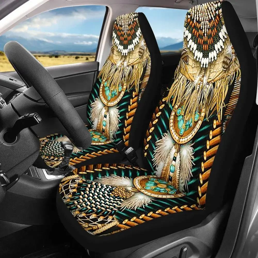 Fashion Tribal Navajo Design Car Seat Covers for Women Girly Accessories Set of 2 Soft Front Seat Protector Covers