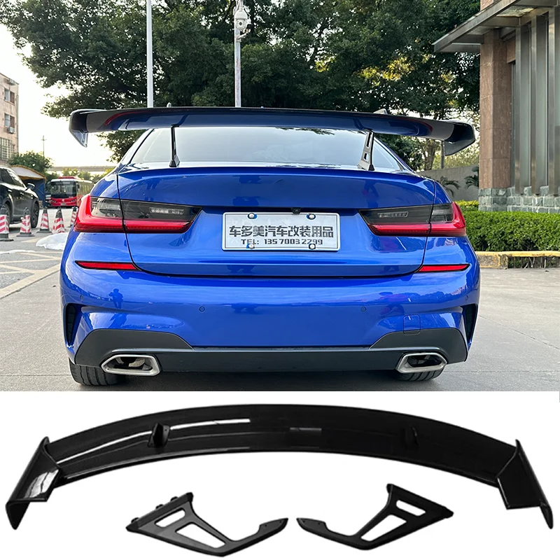 For BMW 123456 Series M2 M3 M4 G20 G25 G28 G87 G82 G30 G38 F87 F82 F35 F30 Gloss Black 100%Real Carbon Fiber Rear Spoiler