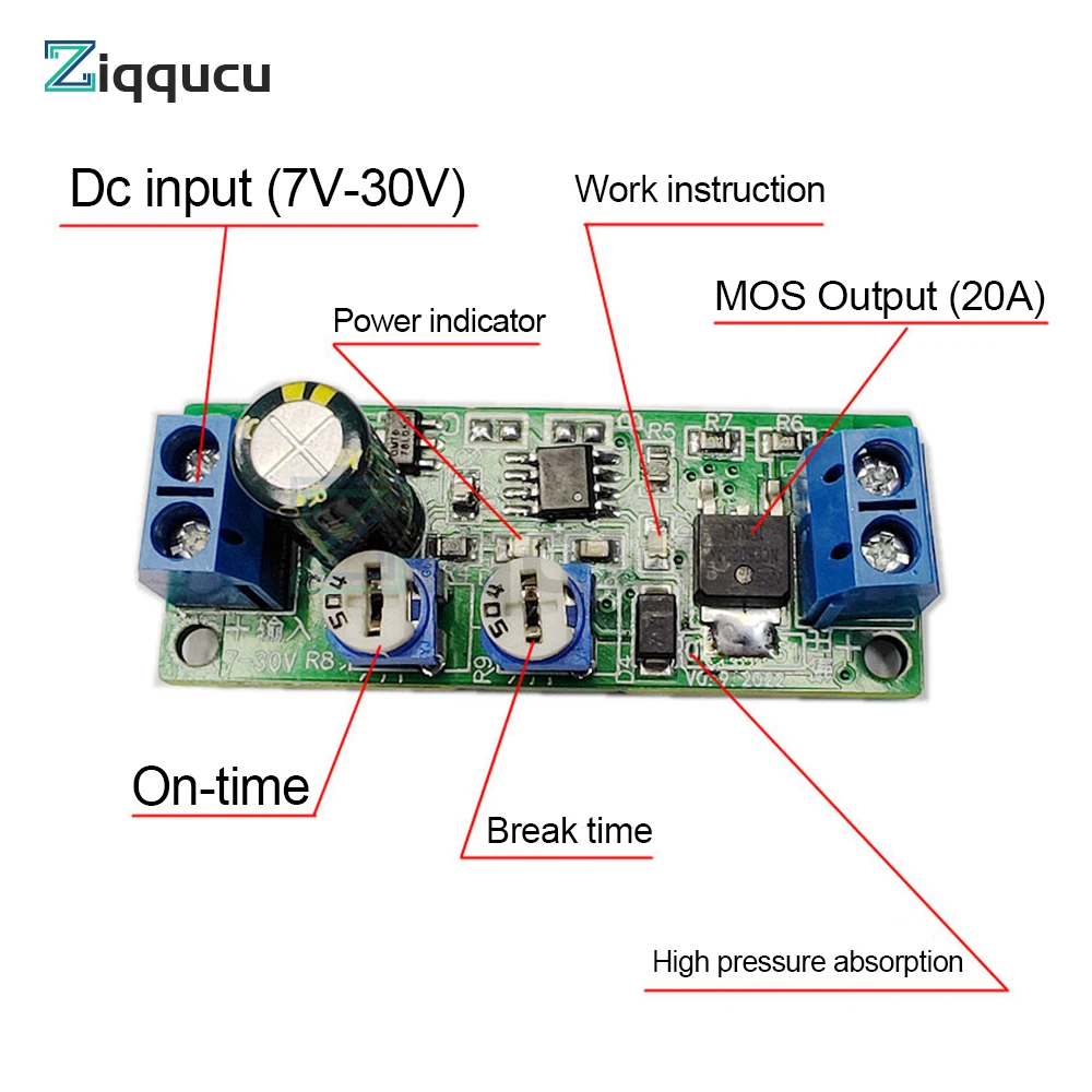 DC 7-30V Digital LED Relay Board Dual-MOS Trigger Cycle Timing Circuit Switch Timer Delay Module