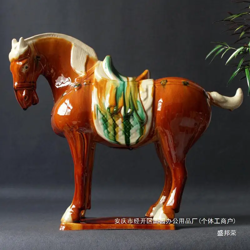 Liuma Home Furnishings Tang Sancai Junma Pony Chinese Zodiac Horse Ceramic Crafts Creative Ornaments Decorations Gifts