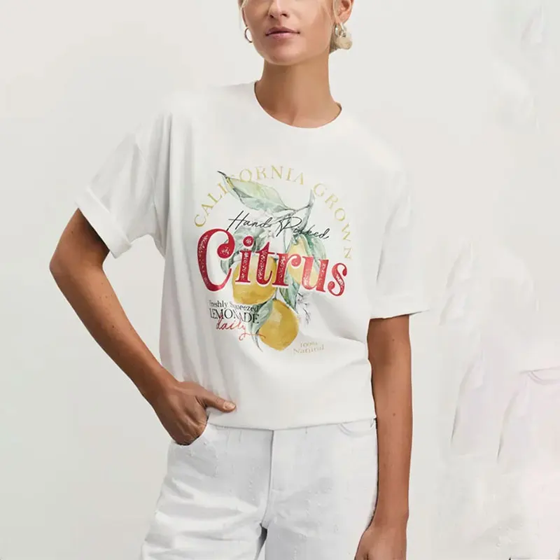 

Casual Pure Cotton T-Shirt For Women 2025 Summer New Style Short-Sleeved Stylish Loose Versatile Fashionable Printed Top Female