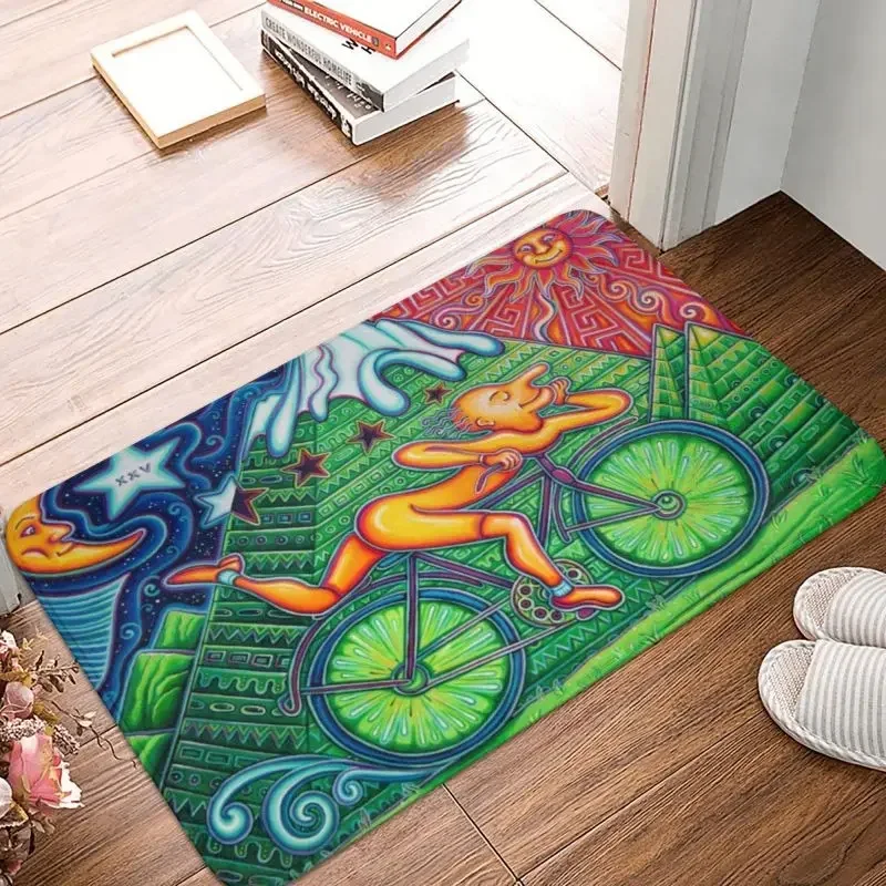 Bicycle Day Acid 1943 Vintage Front Door Mat Indoor Quick Dry Albert Hofmann LSD Doormat Kitchen Balcony Entrance Rug Carpet