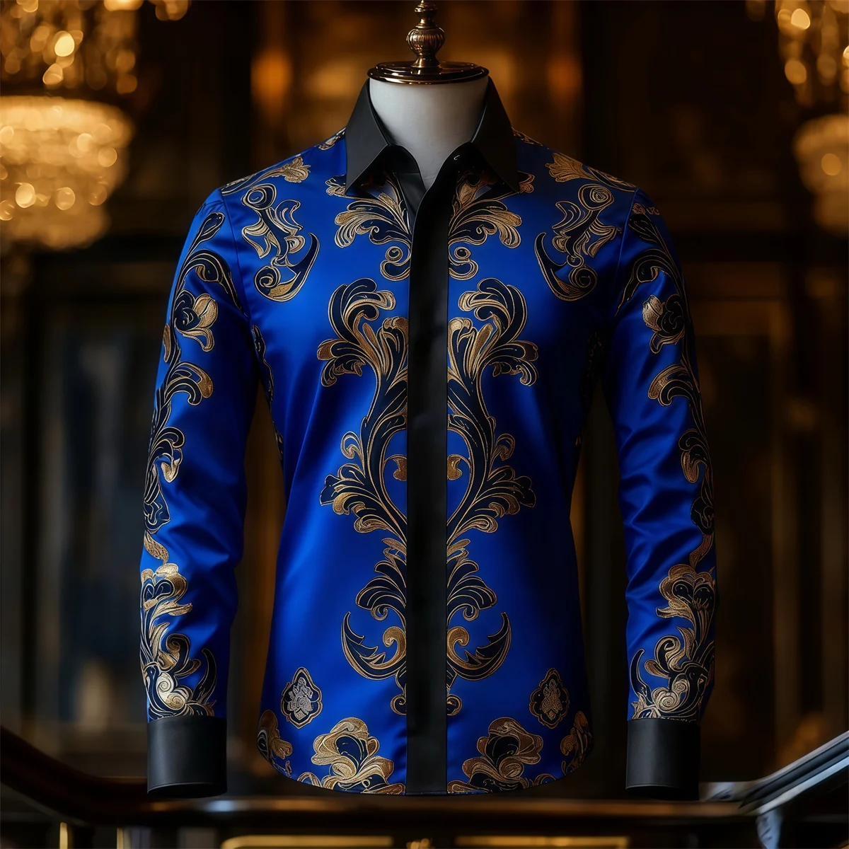 

11-color men's satin floral print shirt, lightweight, luxurious, high-end fashion, business banquet shirt, fast shipping.