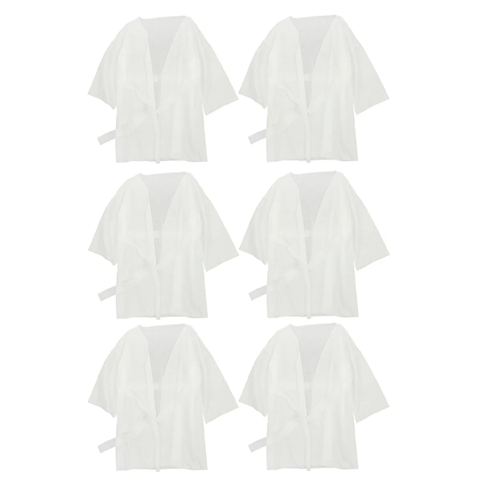 

6Pcs Disposable Bathrobe Set Soft Breathable Lightweight for Spa Sauna Steam Room Hot Spring Travel Salon Home Use Women Men