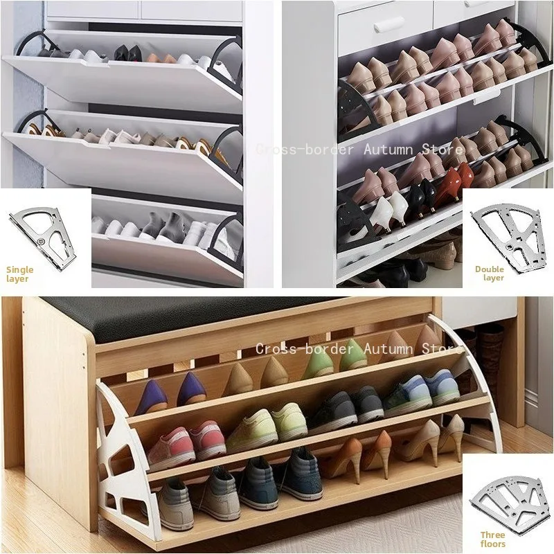 Tipping bucket shoe cabinet hardware accessories, lower turning shoe cabinet accessories, single-layer double-layer