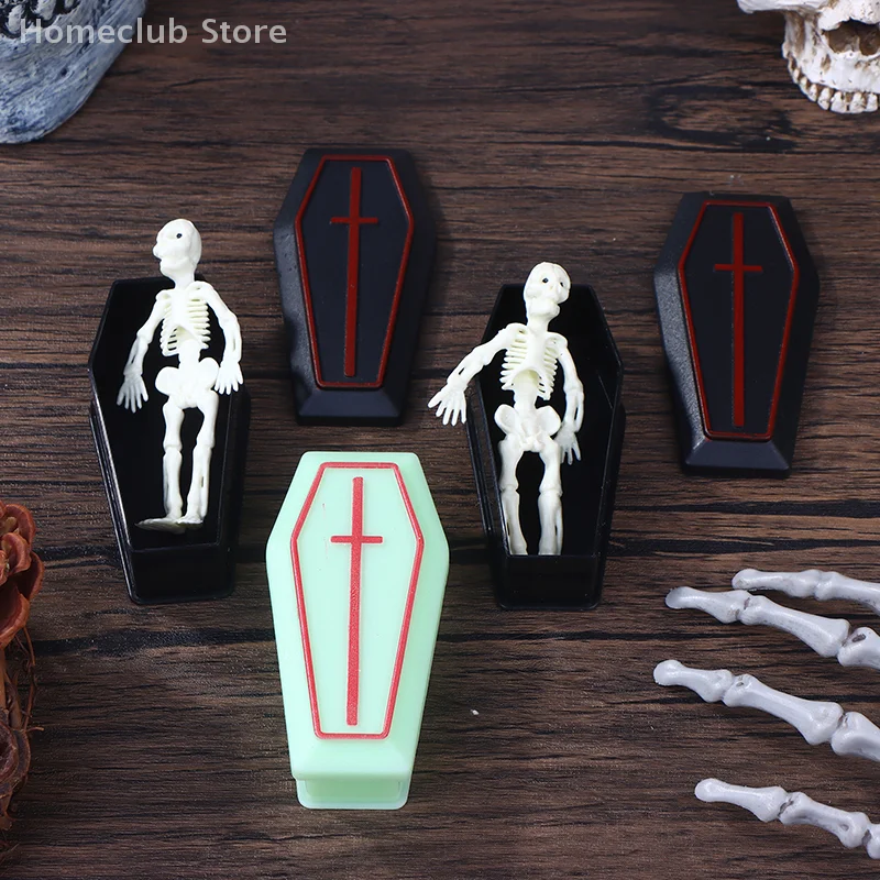2/4Pcs Halloween Decorative Coffin Miniature Dollhouse Coffin Box Treat Coffin Prank Prop Box Model Trickery Prop Decor