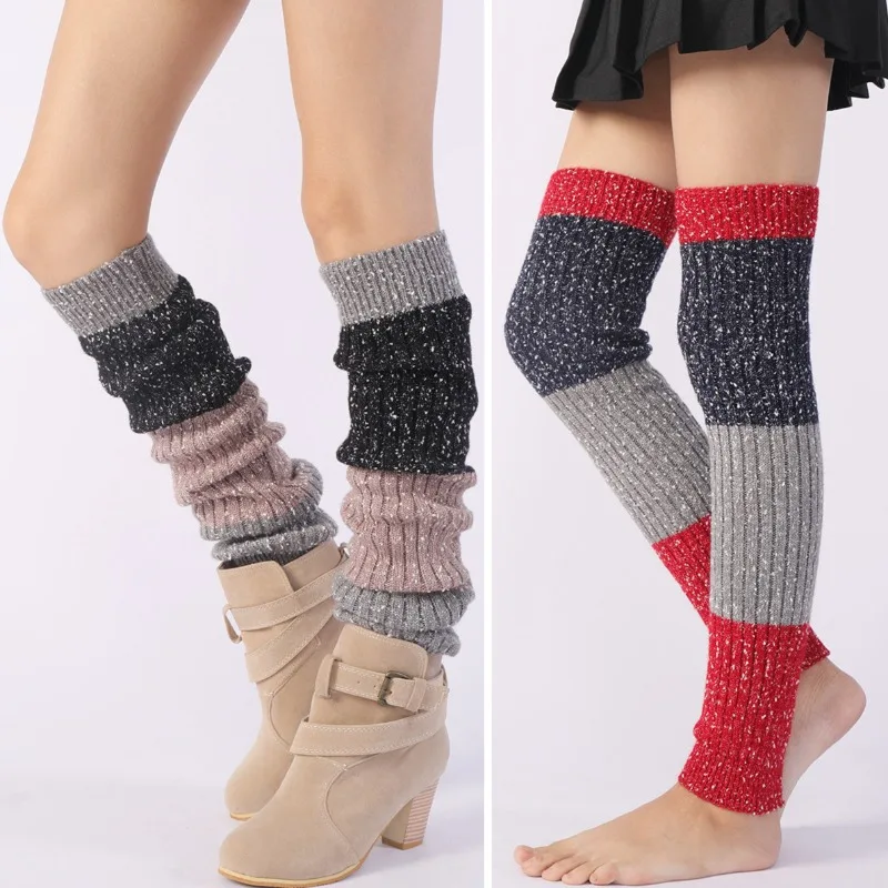 Thickened Lengthened Knee Pads Women Knitted Socks Cover Autumn Winter Wool Boot Covers Long Tube Over Knee Stacked Warm