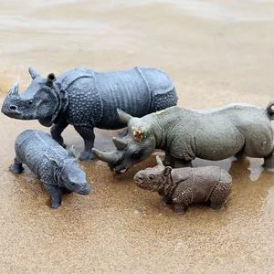 Oenux-Symulation Tiermodell, Wild Rhino, indisches Ornament von Hippo PVC, Bildungsspielzeug für Kinder, Gegenwart 6 Hauptverkäufe für indische Puppen - №3