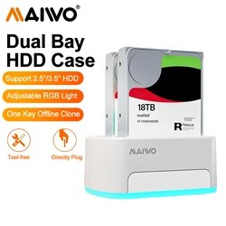 MAIWO-estación de acoplamiento de disco duro SATA a USB 3,0, adaptador para 2,5, 3,5, caja de disco SSD, soporte para clonador sin conexión