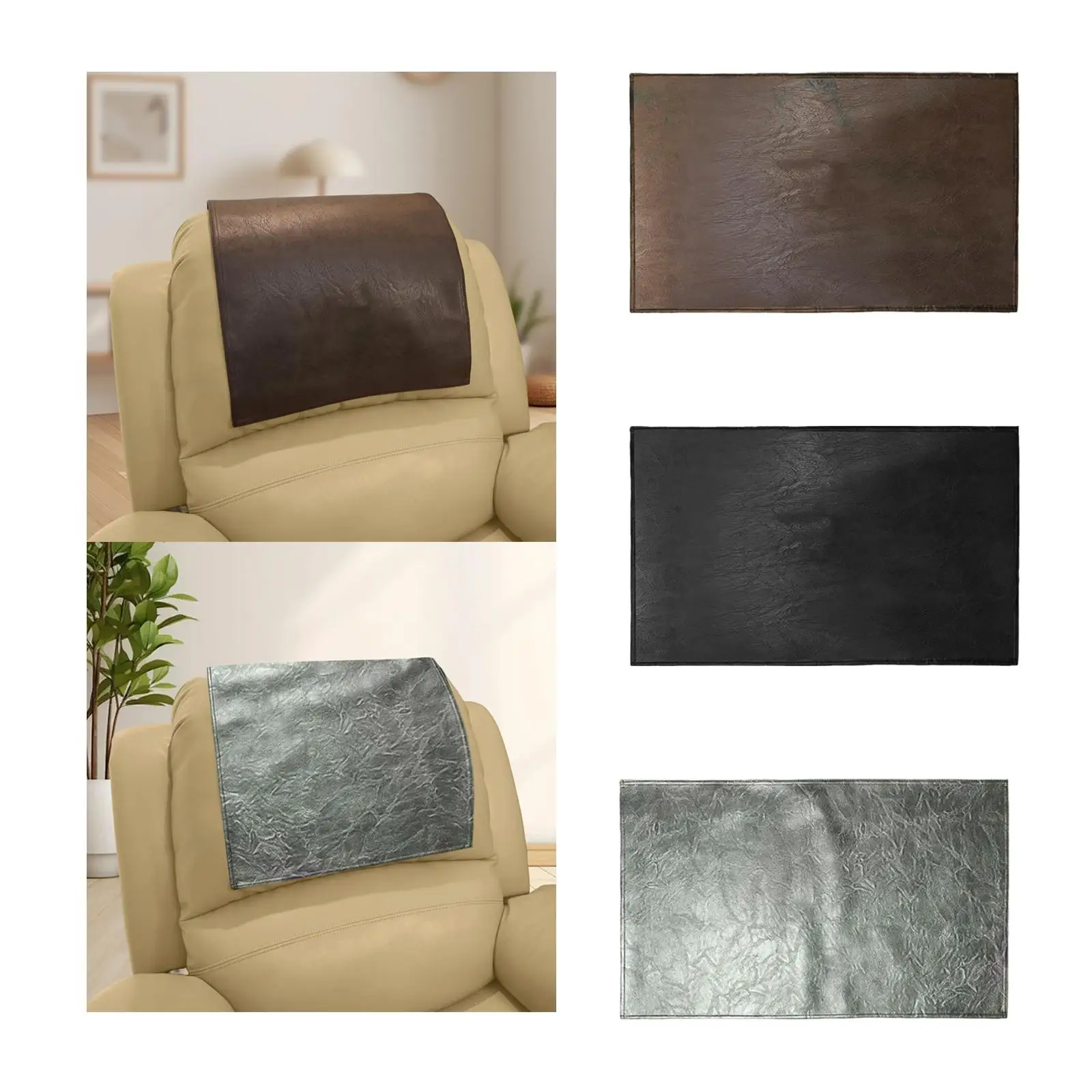 Sofa Headrest Cover Non Slip Protector PU Leather Chair Slipcover Furniture Lining for Home Office Theater Seating
