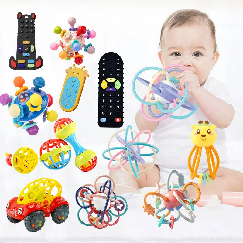 Baby Development Toys 0 6 12 Months Sensory Baby Teether Rattle Ball Educational Baby Toys Soft Teething Toys Games For Babies