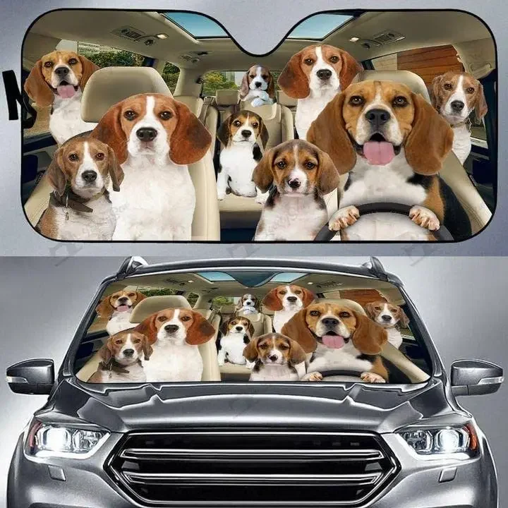 Beagles-Durable Material Car Windshield for Family, Car Windshield, Driving Windshield, Spinal Window, Gift for BelaurDog