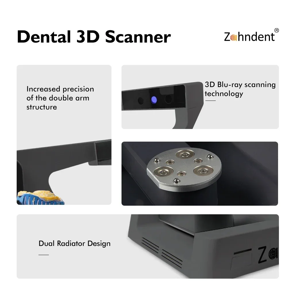 Zahndent 0.01mm accuracy exocad digital blue light lab shining 3d scanner