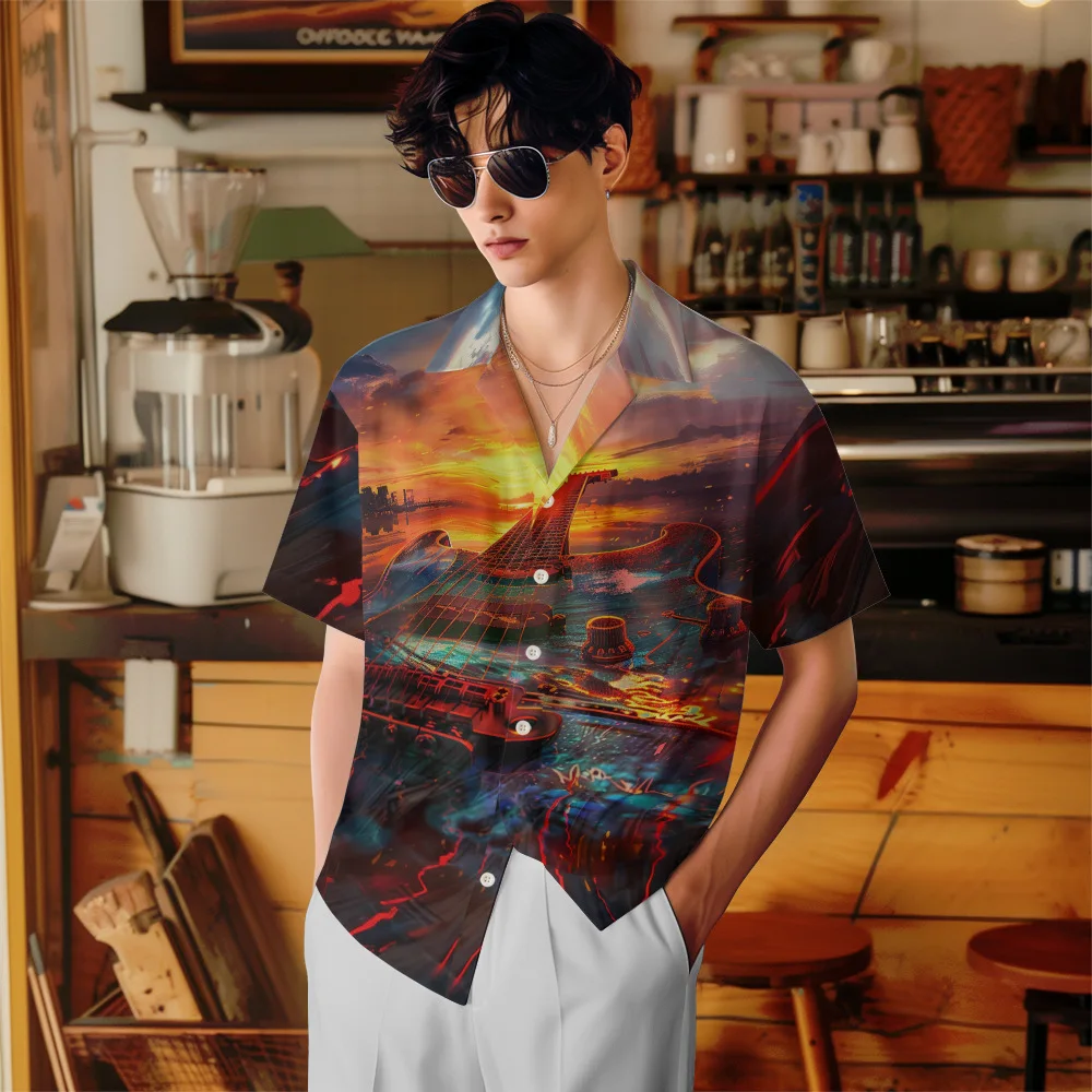 หินอ่อนหรูหราฮาวายท่องชายเสื้อ 3D พิมพ์ลําลองแขนสั้นเสื้อปุ่ม Tops ขนาดใหญ่ Unisex เสื้อผ้า