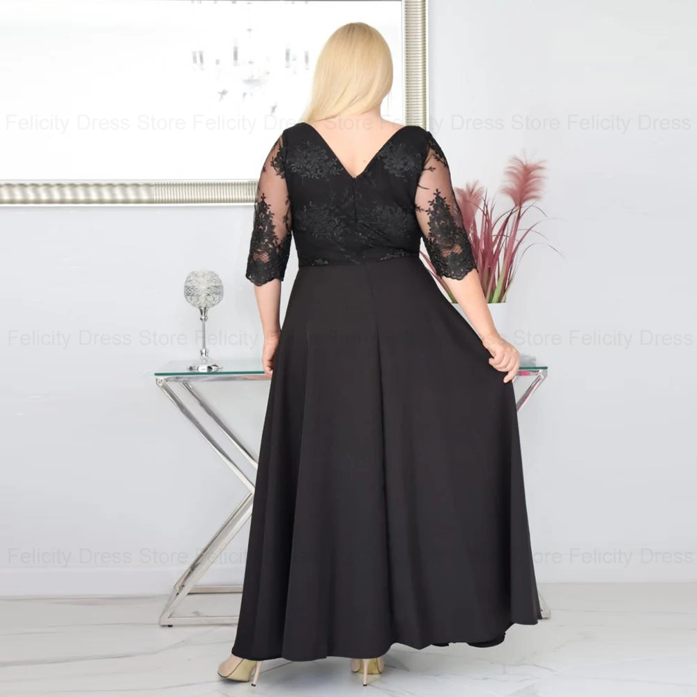 Elegante Plus Size Mutter der Braut Kleider A-Linie V-Ausschnitt Hochzeits gast Kleider Spitze plissierte boden lange Abendkleider