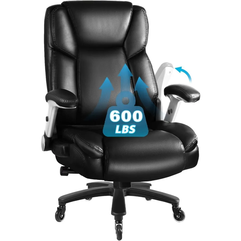 

600 Lbs Big and Tall Office Chair for Heavy People, Ergonomic PU Leather High Back Executive Comfy Computer Chair with L