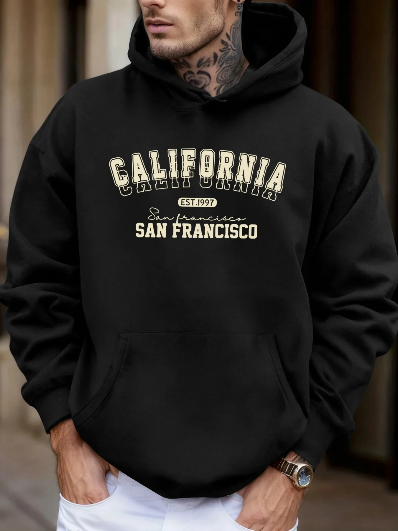 California San Francisco Est 1997, bedruckte, weiche, lockere Kapuzenpullover, Fleece, Herbst-Sportbekleidung, Herren-Sport-Jogging-Sweatshirts, bequeme Oberteile – Detail 12