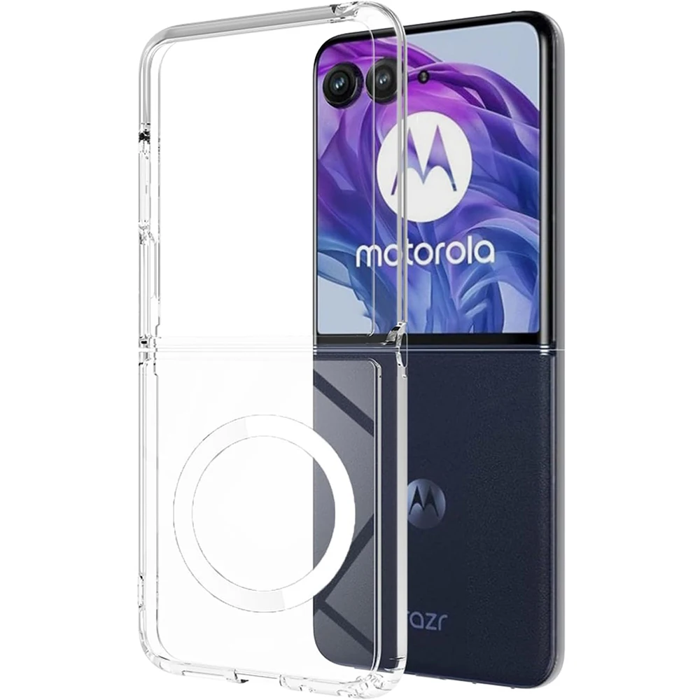 For Motorola Razr 50 Ultra 50Ultra Magsafe Case Transparency Folding Shockproof Hard Wireless Charging Magnetic Cover