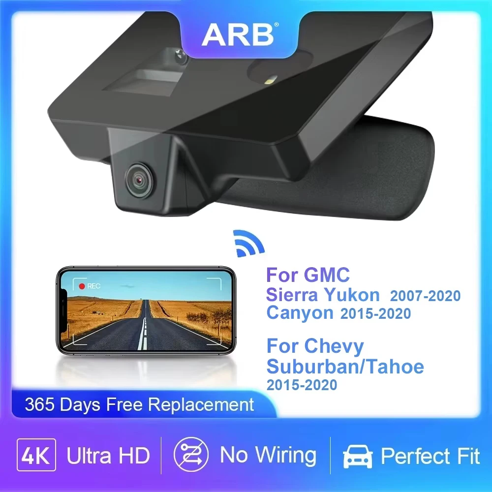 ARB 4K Car DVR for GMC Yukon Sierra 2007-2020/ Canyon 2015-2020, for Chevy Suburban & Tahoe 2015-2020 Dash Camera has WIFI