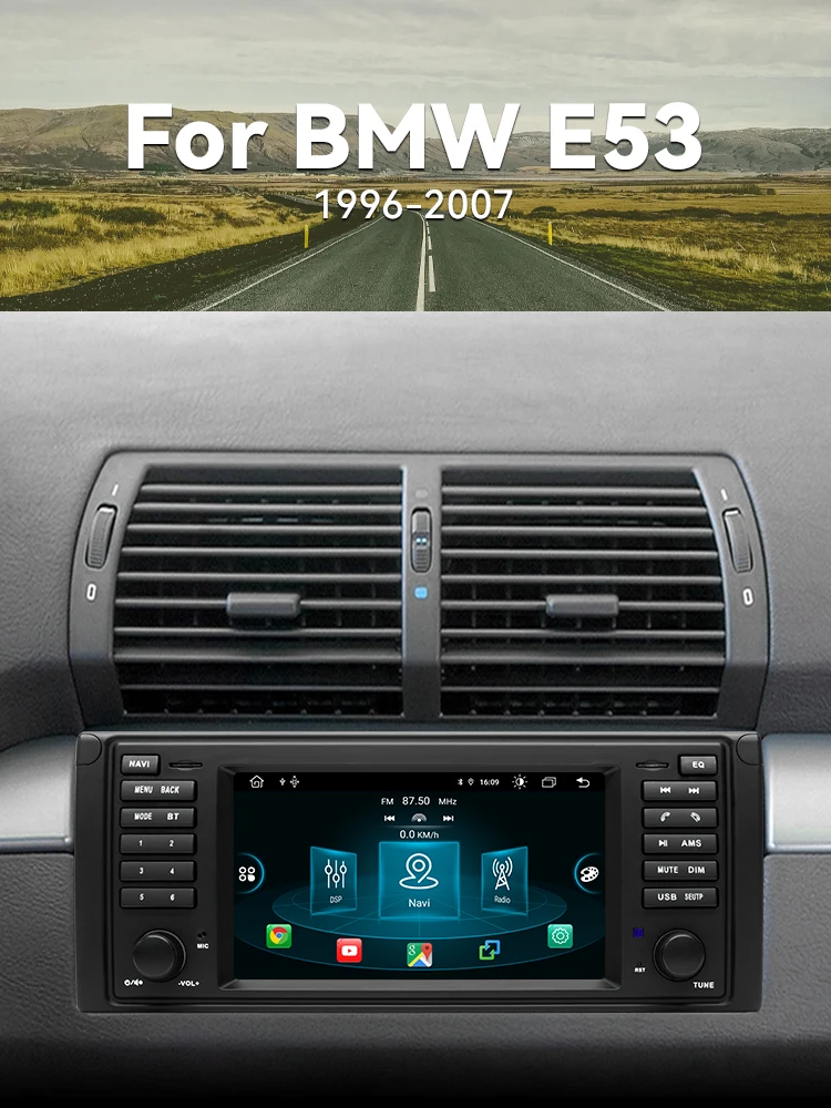 Draadloze CarPlay Autoradio Voor BMW 5 Serie E39 X5 E53 M5 1996-2003 Android 14 8Core 128G Android Auto Multimedia GPS Autoradio - afbeelding 2