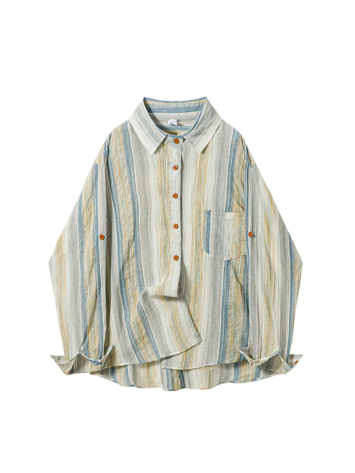 

Women's Green Striped Polo-Neck Shirts Blouses Y2k Vintage 2000s Elegant Aesthetic Long Sleeve Shirt Clothes Spring Autumn 2025