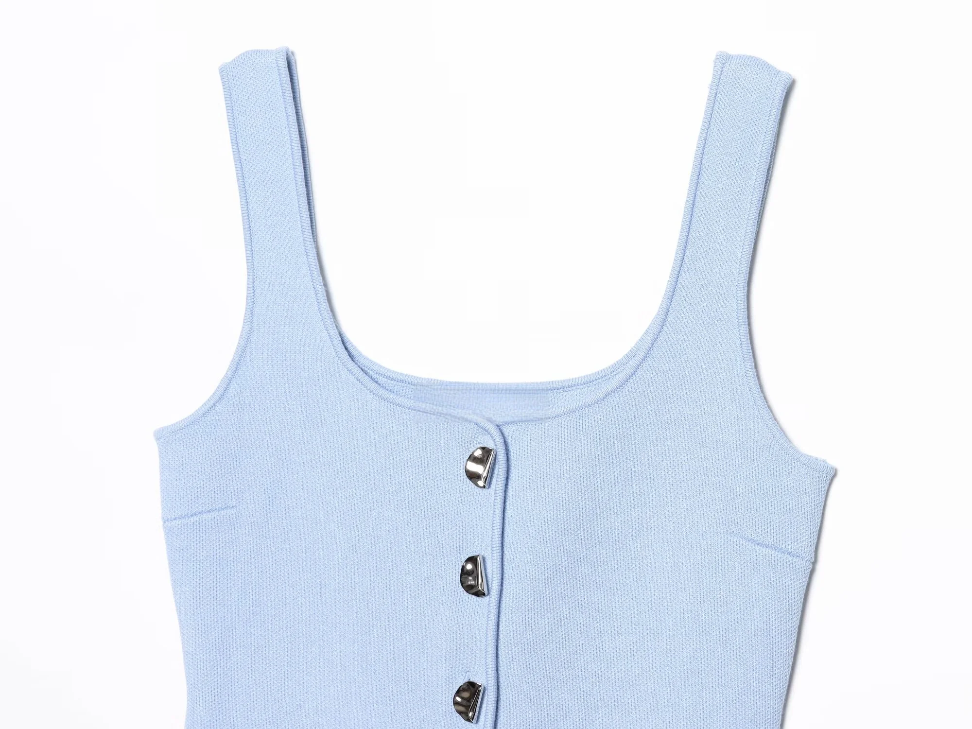 PB&ZA2025 Wiosna Nowa damska moda codzienna Prosta płaska igła Obcisły gorset w stylu Okrągły dekolt Top z paskiem na ramię