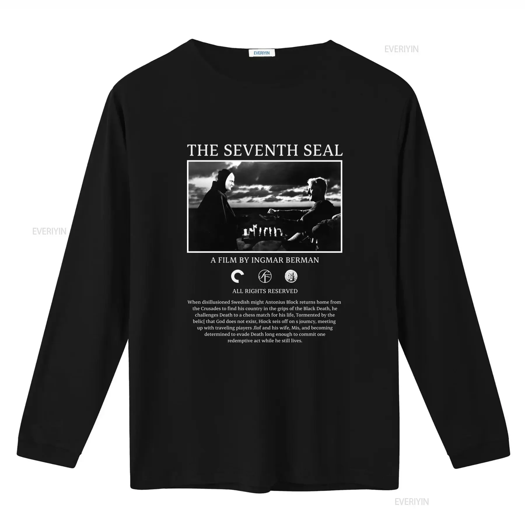 The Seventh Seal Ingmar Bergman Film Criterion Vintage Style Black T Shirt vintage Washed Top For Everyday Wear fashion