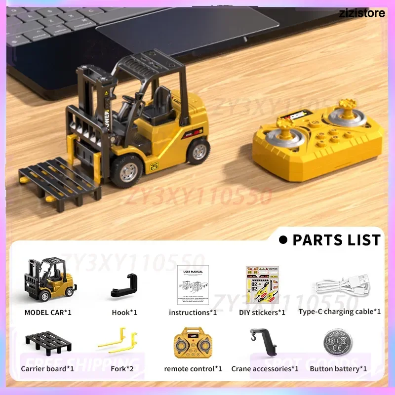 

Bluetooth Mini Alloy Forklift 1:64 Scale Rc Remote Control Car Model Engineering Vehicle Desktop Toy For Boys Christmas Gift