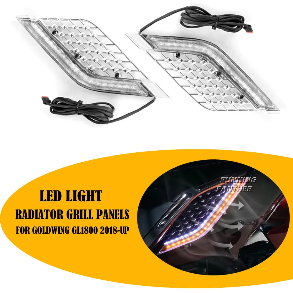 

For Honda Goldwing Gold Wing GL1800 Tour DCT Airbag 2018-2023 Motorcycle LED Light Radiator Grill Panels Decorative Light Lamp