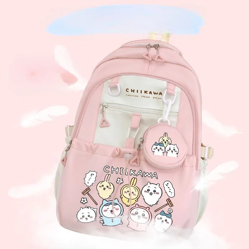 

MINISO Chiikawa Series Usagi Hachiware Bag Студенческий рюкзак большой вместимости Kawaii Милый аниме мультфильм Прекрасный 2025 школьный начало