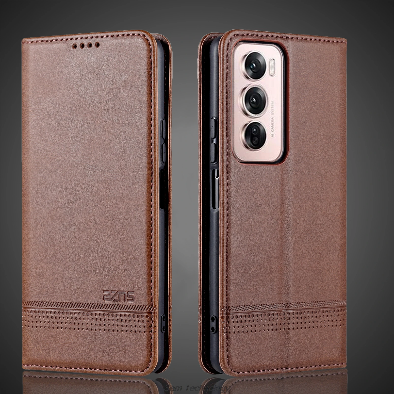

Кожаный чехол с магнитной адсорбцией для OPPO Reno 12 5G/Reno12 Pro 5G Global Flip Cover, защитный чехол Capa Fundas Coque