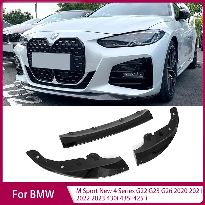 M Sport 3PCS Printing Front Bumper Lip Chin Spoiler for BMW New 4 Series G22 G23 G26 2020 2021 2022 2023 430i 435i 425i