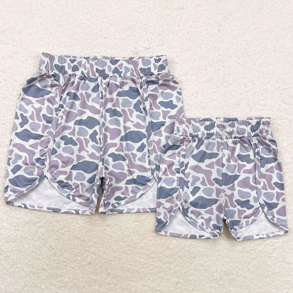 Vendita calda bambini vestiti firmati ragazze pantaloncini mamma e Me pantaloncini Sibling grigio Camo pantaloncini Bottoms Boutique donne adulte pantaloncini autunno