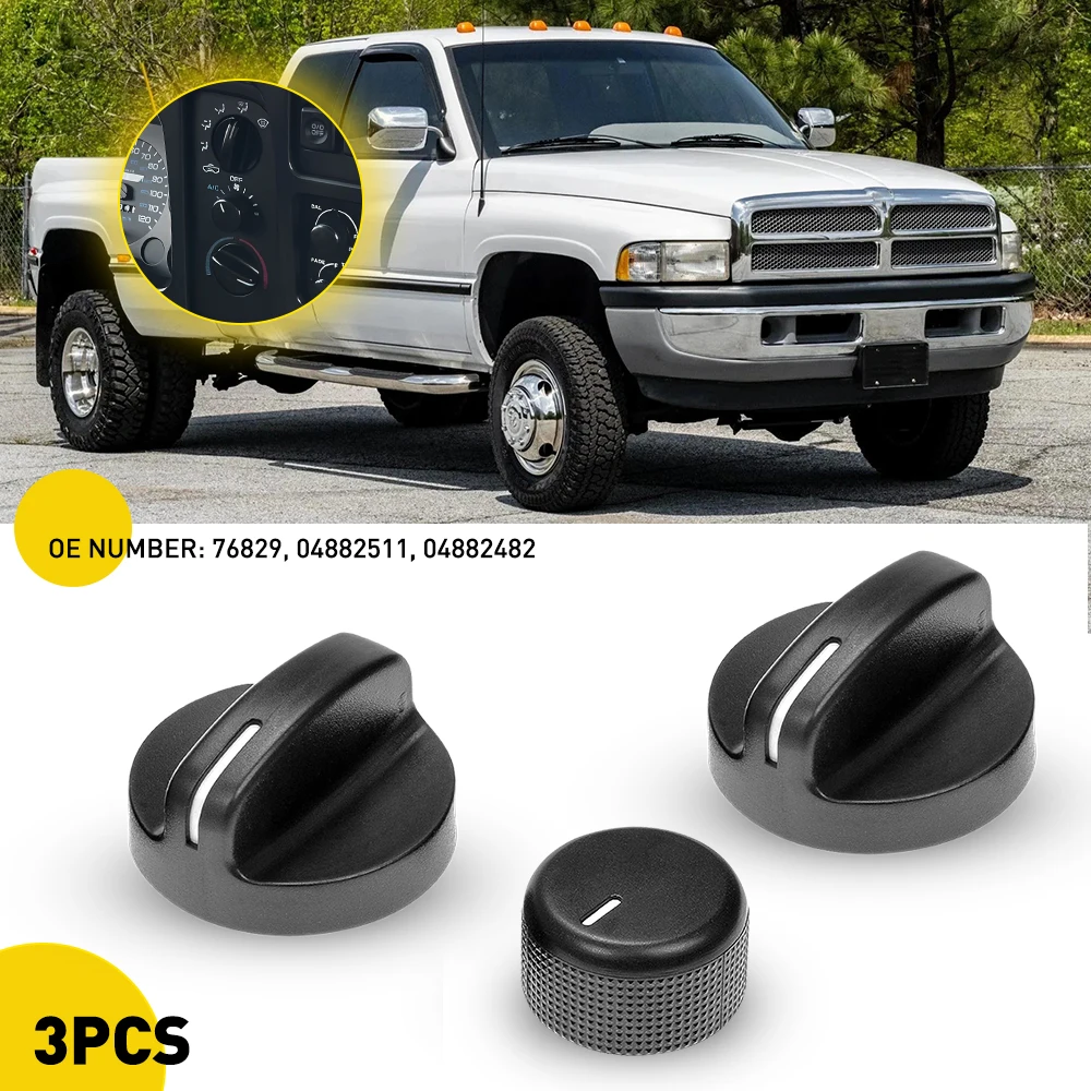3 uds perilla de interruptor de Control de calor de aire acondicionado perilla de CA para Dodge Ram 1500 2500 3500 Intrepid 1994-1997 accesorios de estilo de coche