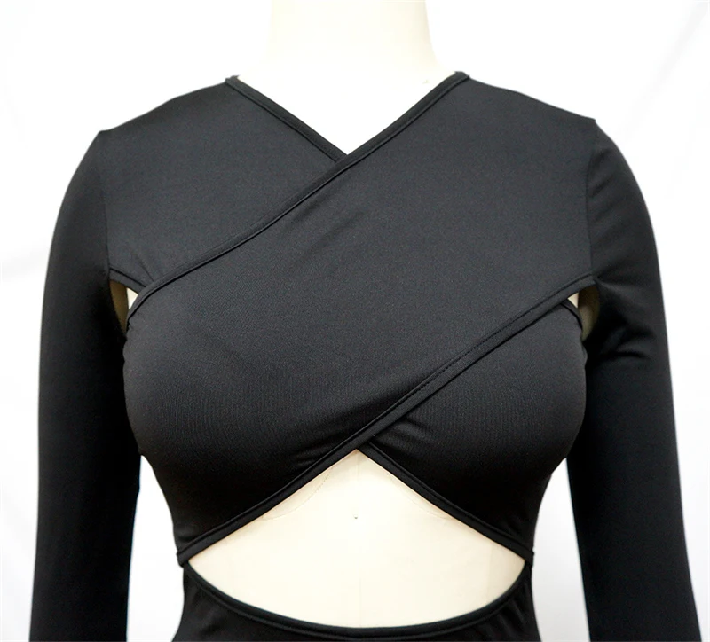 Feste Bandage Aushöhlen Bodycon Overall Frauen Langarm Dünne Strampler Frauen Overalls Einteilige Overalls Party Club Outfits