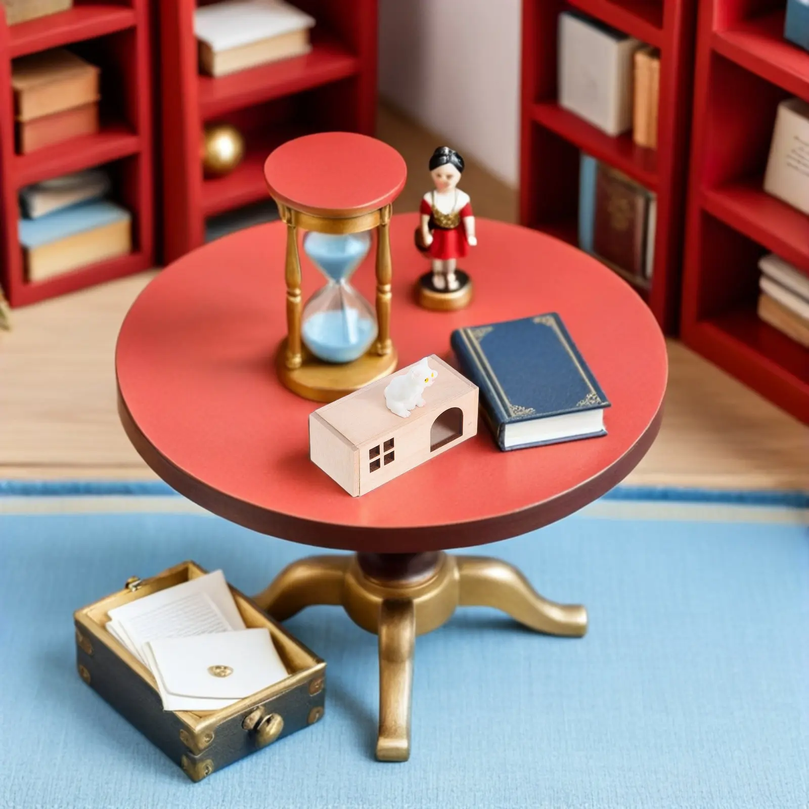 1Set Pet House Decorations Realistic Miniature Dog Cat Figures Resin Wooden 1 12 Scale Dollhouse Accessories Playset for Pretend view 3