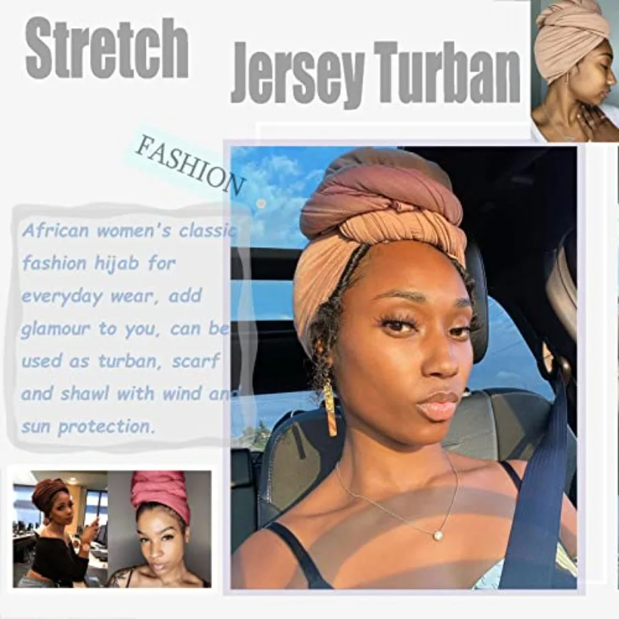 ZRQ 5 Pieces Headwraps for Women Stretch Jersey Turbans Scarf Soft Urban Hijab Solid Color Multicolor Combination African Headw - view 5