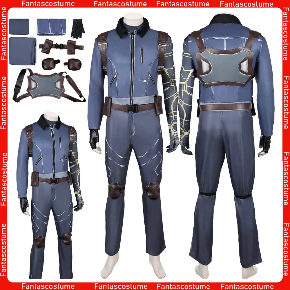 

Winter Soldier Bucky Cosplay Barnes Costume Men Fantasy Movie Roleplay Top Pants Belt Gloves Outfits for Halloween Carnival
